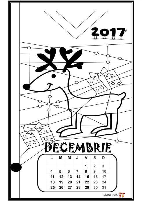 Calendar de colorat - DECEMBRIE