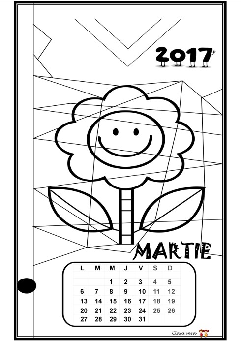 Calendar de colorat - MARTIE